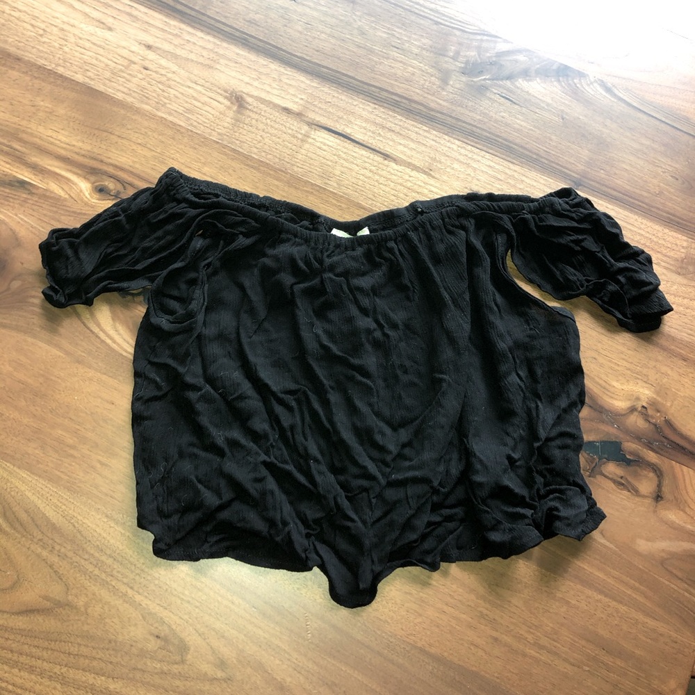 Wet Seal Black off Shoulder Crop Top